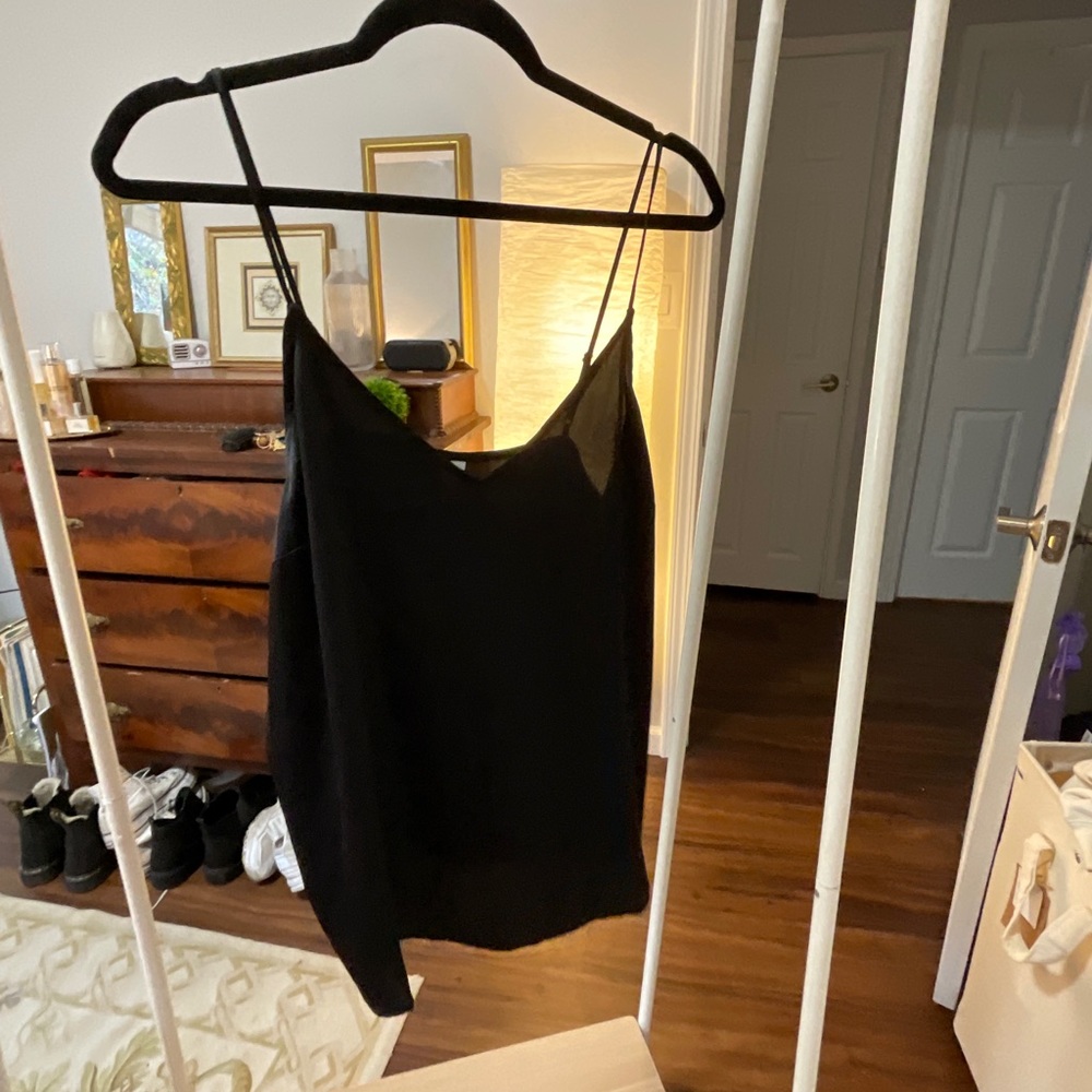 Cute Black Silky Sleep Top-XL